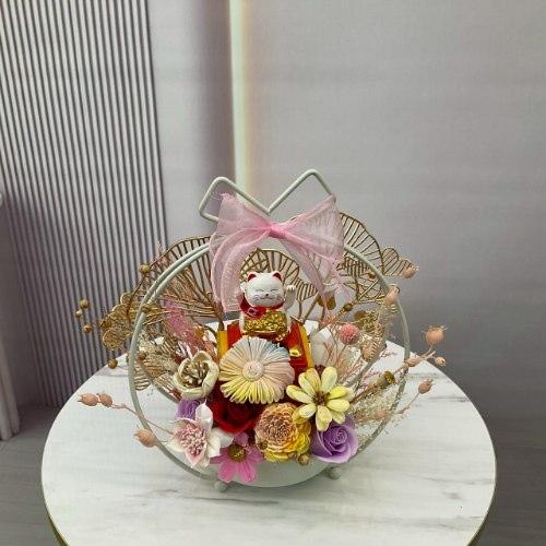 招財貓永生花禮