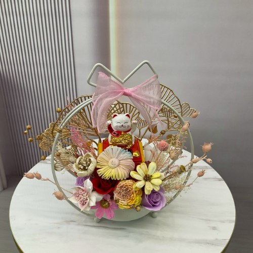 招財貓永生花禮